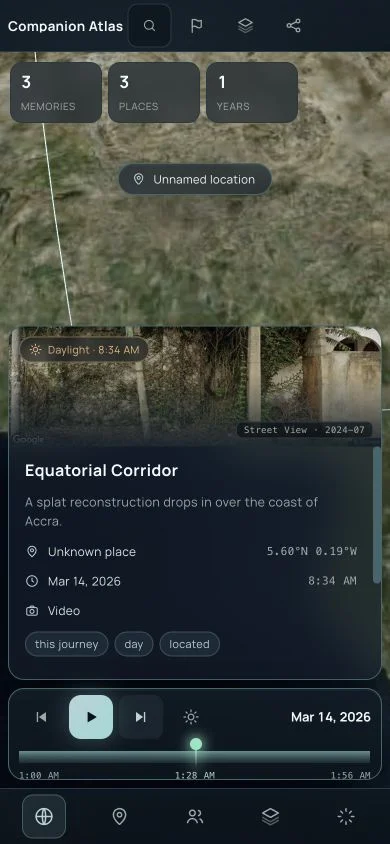 Companion Atlas mobile time machine focused on the Equatorial Corridor