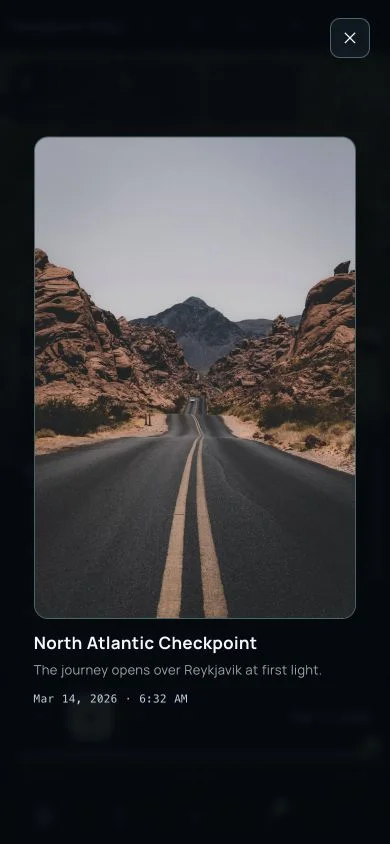 Companion Atlas mobile full-media lightbox with a public demo road image
