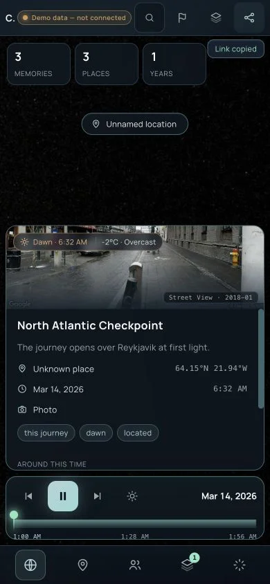 Companion Atlas mobile state after copying a sanitized share link